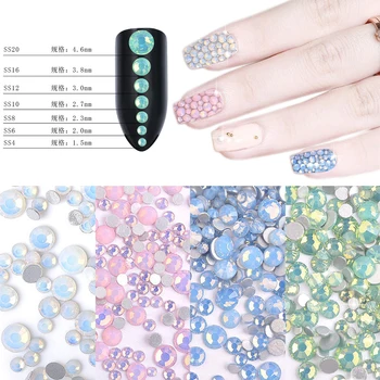 1440pcs/Taška Opálové Sklo Nechtov Kamienkami Dekor (ss3-ss10)Zmiešané Veľkosť Flatback Drahokamy Nail art Časti Šperky 3D Crystal nails Charms