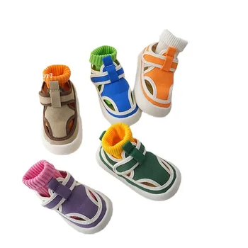 2022 Nové Jarné Deti Plátno Sandále Dievčatá Módne Olivový Zelená Bežné Topánky Chlapci Priedušná Športové Sandále Detské Sandále Candy