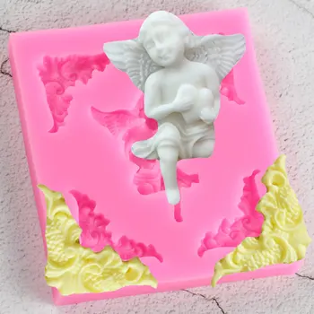 3D Anjel Úľavu Silikónové Formy Candy Hliny Živice Plesne Dieťa Narodeniny Fondant Cupcake Vňaťou Cake Zdobenie Nástroje Čokoláda, Formy