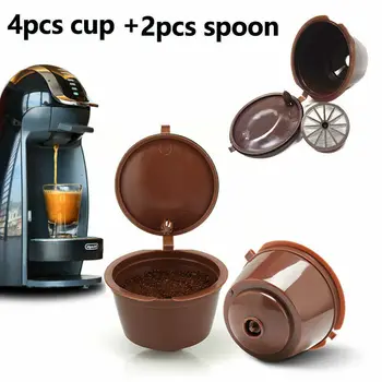 4pcs Kompatibilný s Dolce Gusto Crema Kávové Kapsule Filtre Opakovane Naplniteľné Kávové Kapsule Pohár pre potravinársky Plastové