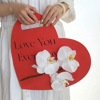 5 ks Srdce tvar Kytice package Kraft Papier, Kvety Ruže Rukoväť Závlačky Jeden Kvet, Baliaci Papier, Valentína Móde
