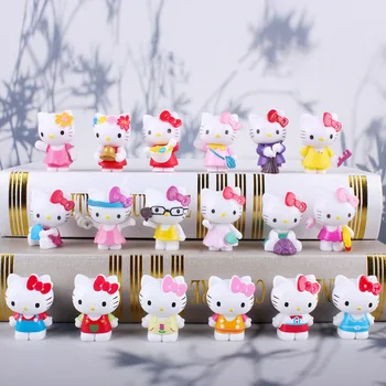 6 Cartoon Hello Kitty Cat Obrázok Dievča Hračka Cake Decoration Ploche Auto Dekorácie Modelu Darček K Narodeninám Anime Figúrka