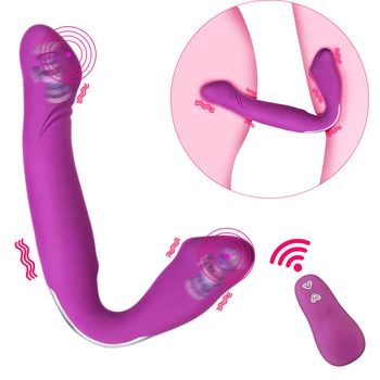 Bez ramienok Dildo Vibrátor Riti Masáž Lesbické Popruh na Double Penetrácia Dildo Stimulátor Klitorisu Sexuálne Hračky pre Ženy