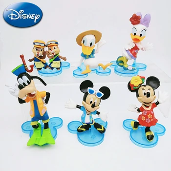 Disney 6style Mickey Mouse, Minnie Donald Duck Daisy Akcie Obrázok Zber Socha 5-10 cm Mini PVC Hračky Model pre Dievča, Darček