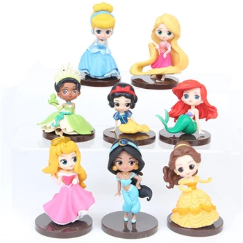 Disney Nové princeznej obrázok 8pcs PVC Q Posket obrázok Hračky, Bábiky Jasmine Morská víla Ariel Popoluška Rapunzel Morská panna hot hračka