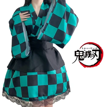 Démon Vrah Cosplay Tanjirou Nezuko Kimono Šaty Upravené Anime Bežné Nosenie Halloween Kostýmy Pre Ženy Strany Karneval