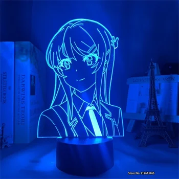 Japonské Anime Tvorivé Led Nočné Svetlo 3D Spálne Dekorácie Darček pre Priateľov Sakurajima Bunny Obrázok Lampa