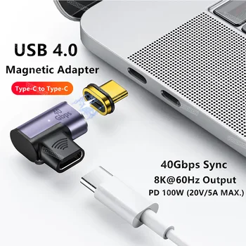 Koleno USB4 40Gbps Magnetický Adaptér USB, C Typu C 100W Rýchle Nabíjanie Magnet Converter Thunderbolt3 8K@60Hz USB Typu C Adaptér