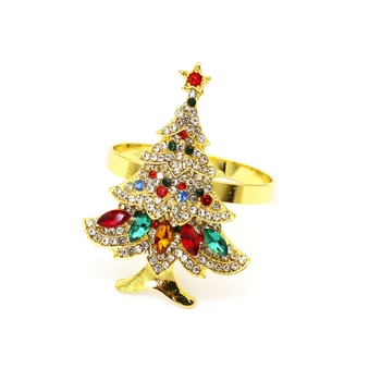 Kovové Vianočné Série Vianočný Stromček Diamond Obrúsok Krúžok Tabuľke Západnej Dekorácia, Dekorácie