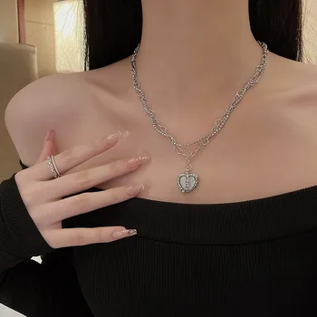 Kórejská Verzia Iny Štýl Manželská Láska Náhrdelník Žena Odrazové Svetlo Luxusné Nika Pár Sveter Reťazca Dizajn Titán Oceľové Šperky