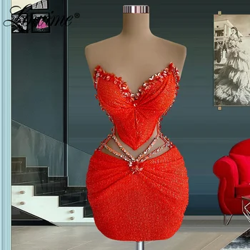 Lowime Vestido De Formatura Červená Sequin Cut-out Design Kryštály Hot Sexy Party Šaty 2022 Stužkové Šaty Šaty De Soirée