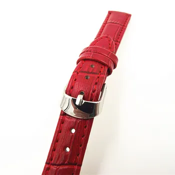 Maloobchod - 1PCS kvalitné 14 MM originálne kožené Hodinky kapela hodinky remienok červená farba-070702