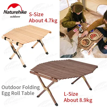 Naturehike Rodinnom Pikniku Skladací Stôl Multi Osoba Používať Plochu Rozšírili Camping Cestovné Egg Roll Masívneho Dreva Tabuľka Prenosné 4.7 kg
