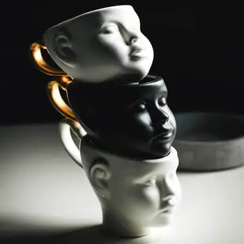 Nordic štýl hrnček osobnosti tvorivý tvár hrnček pár keramické zlaté keramické šálku kávy turecká káva poháre japonský pohár