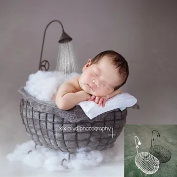 Novorodenca Fotografie Rekvizity Malé Železa Kôš Baby Sprcha Vaňa Dieťa Predstavuje Kontajner Dieťa Foto Streľba Prop Príslušenstvo