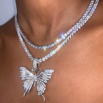 Nové Doplnky, Módne Šumivé Motýľ Hmyzu Crystal Drahokamu Zirkón Clavicle Choker Príveskom Pre Ženy Strany Príslušenstvo Šperky