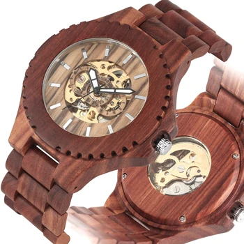 Nové Luxusné pánske Mechanické Automatické Hodiny Vinobranie Drevený Sledovať Top Značky Muži Hodinky Muž Hodinu Dreva náramkové hodinky reloj hombre