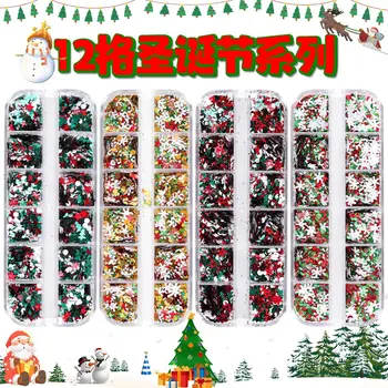 Nový Vianočný Dekor Ílu Polyméru na Nechty, Glitter Flitrami 3D Snowflake Vianoce Lízatko Art, Ozdoby na Vianočné stromčeky Auta