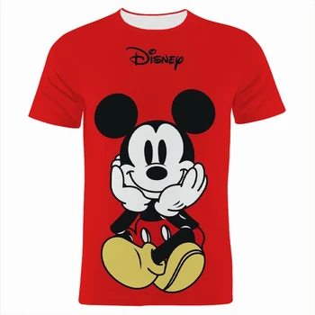 T-Shirt Dámy Letné Disney Mickey Mouse Komiksu, Anime 3D Vytlačené Krátky Rukáv Streetwear Rodič-Dieťa T-Shirt