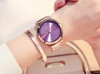 2018 Guou Luxusné Módne Značky Rose Gold Steel Jednoduché Dievča Náramok Hodiniek Ženy Kapela Quartz-hodinky Dámske Náramkové hodinky Reloj Mujer