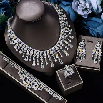 2022 Nové Dubaj Šperky Set List Dizajn Svadobný Náhrdelník Náušnice Nastaviť AAA Cubic Zirconia Žien Svadobných Doplnkov