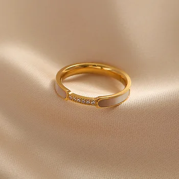 2022 Nové Módne Šperky Ženy Krúžok Japonský Svetlo Luxusné Jemne Intarzované Shell Prsteň Biele Fritillaria Titánové Ocele Krúžok Žien