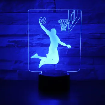 3D LED Nočné Svetlo Slam Dunk Basketbal Model 7 Farby Domáce Dekorácie 3d Optické Ilúzie, stolná Lampa Športových Fanúšikov Darček