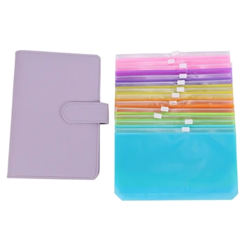 A6 PU Kožené Notebook Binder Kryt Purple Naplniteľné Plánovač Vestník Spojivo Pre Rozpočet Systém Scrapbooking