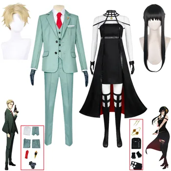 Anime Spy X Rodiny Cosplay Kostým Vrah Pár Twilight Zelenej Farby Loid Kováč Yor Kováč Čierne Šaty Halloween Party Oblečenie