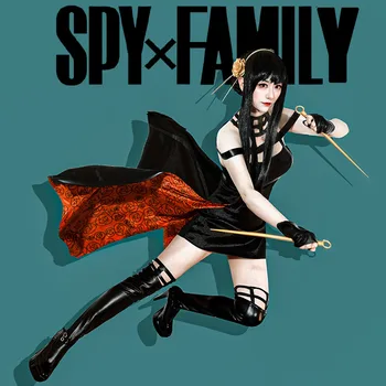 Anime SPY×RODINY Yor Kováč Cosplay Kostým Gotický Black Red Sukne Oblečenie Jednotné Comic Con, Halloween Party Dressup