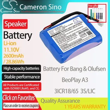 CameronSino Batérie pre Bang & Olufsen BeoPlay A3 hodí Bang & Olufsen 3ICR18/65 3S/LIC Reproduktor Batéria 2600mAh/28.86 Wh 11.10 V