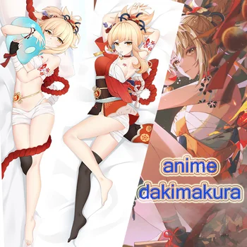 Genshin impacto kawaii yoimiya abraçando corpo fronha otaku dormir capa de almofada 59 dadakimakura halloween cosplay presentes