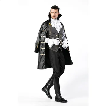 Halloween Maškaráda Vintage Kráľovský Dvor Upír Kostým Dospelých Mužov Noble Knight Pirát Cosplay Maškarný