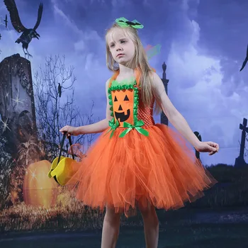 Halloween Tekvica Kostým, Šaty Pre dievčatá Trick or Treat Cosplay Oblečenie Deti Tutu Sukne Fáze Výkonu Prom Party Oblečenie