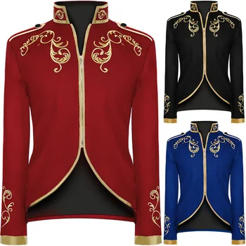 HORÚCE! Zlaté Výšivky Kráľ, Princ Stredoveké Renesančné Mužov Cosplay Dospelých Dlhý rukáv Strany Bunda outwear Kabát S-5XL
