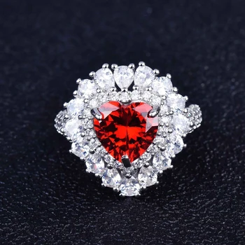 Kórejský Štýl Minimalistický Krúžok Vložkou Červené Srdce AAA Cubic Zirconia Hot Predaj Elegantné Šperky Pre Ženy, Svadobné Zásnubné Dary