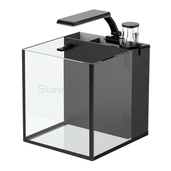 Mini tvorivé námestie akvárium späť filter ploche office home morskej vody, nádrž s vysokým rozlíšením sklo float