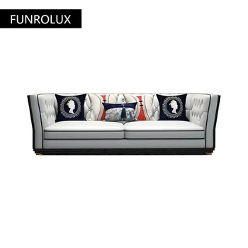 Moderná kožená sedačka obývacia izba apartmán veľký prvá vrstva cowhide gauč