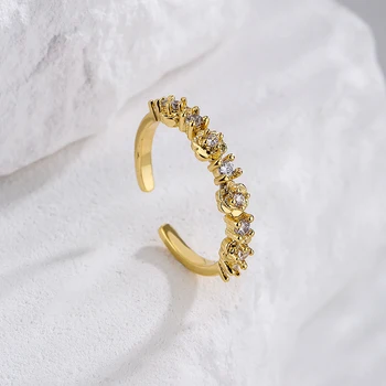 NEWBUY 2022 Hot Predaj Zlatá Farba Medi Snubné Prstene Pre Elegantné Ženy, Luxusné AAA Cubic Zirconia Ženské Šperky, Zásnubné