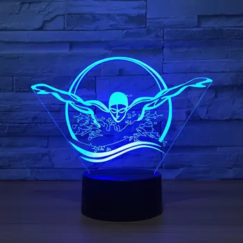 Novinka 3D Plávanie Nočné Svetlo USB Farebné Visual LED stolná Lampa Dotknite sa Tlačidla režimu Spánku Svetlo Darčeky Spálňa Decor Zdarma Dropship