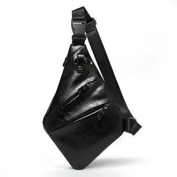 Nový Vodotesný Mužov Hrudníka Pack Vintage Black PU Koža program Messenger Tašky 2022 kórejský Štýl All-Zápas Vonku Taška cez Rameno