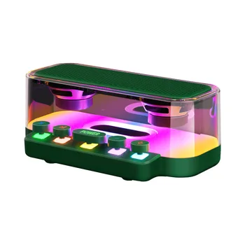 Prenosné Transparentné Svetelný Farebné RGB Oslňujúci Ploche Karty Audio Dvojité Trúby Mechanické Tlačidlo Smart Bluetooth Reproduktor