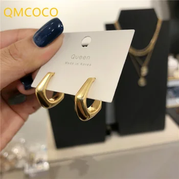 QMCOCO Striebornú Farbu a Elegantný Minimalistický Geometrie Náušnice Pre Ženy Módny Trend Strany Príslušenstvo Šperky, Darčeky
