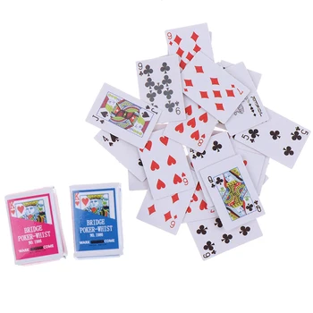 Roztomilý 1:12 Miniatúrne Hry Poker Mini Hracie Karty Miniatúrne Pre Bábiky, Príslušenstvo, Domáce Dekorácie 16x11mm
