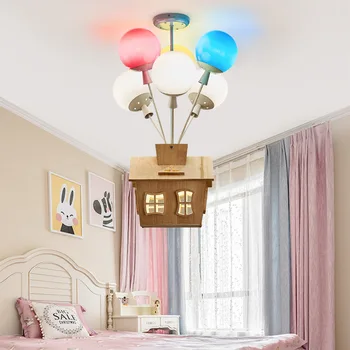 Severské drevo luster osvetlenie LED Balón svetlo lustre farebné dekoratívne lampy Deti, Chlapec a Dievča, izba, detská izba svetlo