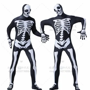 Skutočné Halloween dospelý samec horor plný plášť plášť metamorfózy kostra vtip kostým kostým tlač hra oblek