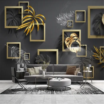 Svetlo Luxusné Nordic Moderný Minimalistický Zlaté Tropických Rastlín Tapety Pre Obývacia Izba, TV joj, nástenná maľba na Stenu Kniha Domova