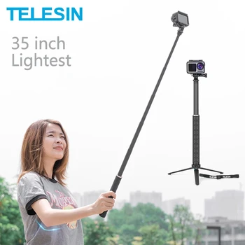 TELESIN 35 palec Uhlíkových Vlákien Najľahší Selfie Stick + Hliníkový Statív Pre GoPro Hero 10 9 8 7 DJI Akcia 2 kamery Príslušenstvo