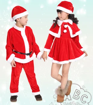 Vianočné Santa Claus Cosplay Kostým Chlapci Dlhý Rukáv Oblečenie Baby Dievčatá Šaty Roztomilé Dieťa Zimné Šaty
