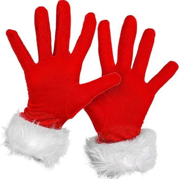 Vianočné Skeleteen Červená Kožušiny Kostým Rukavice - Red Velvet Rukavice Biele Chlpaté Putá Príslušenstvo pre Kostýmy pre Ženy a Deti